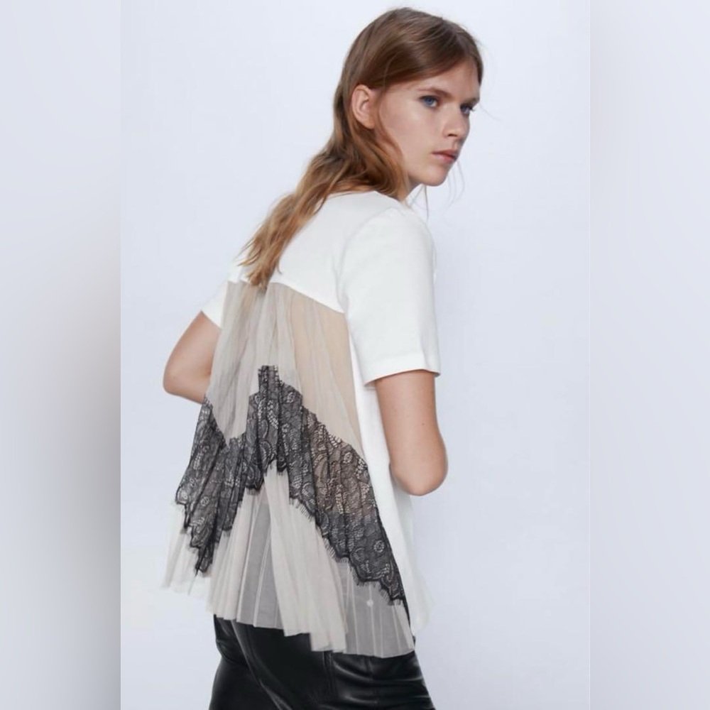 Zara Top w/Tulle Back Size Small - NWT